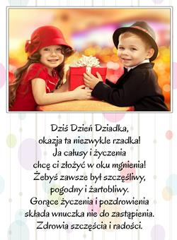 Dzieci składające życzenia Dziadkowi